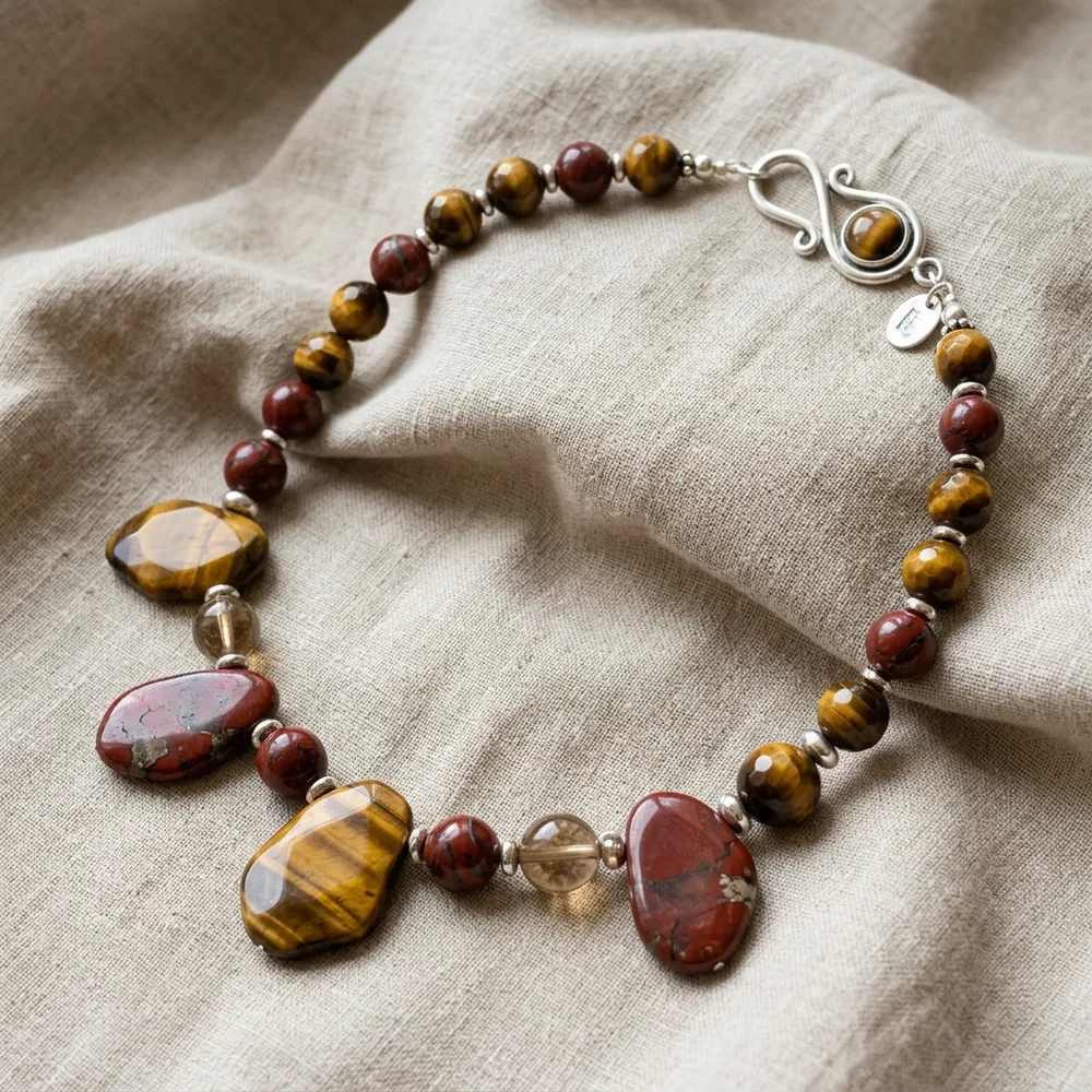 Tiger's Eye & Red Jasper Necklace